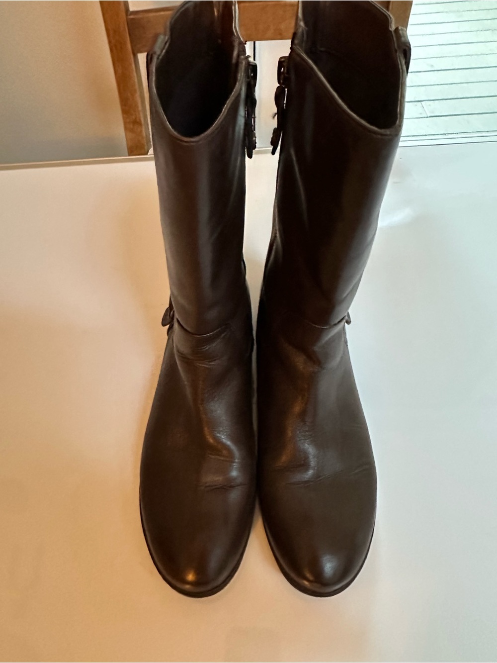 Isaac Mizrahi Live Tall Brown Leather Boots, Size 9M